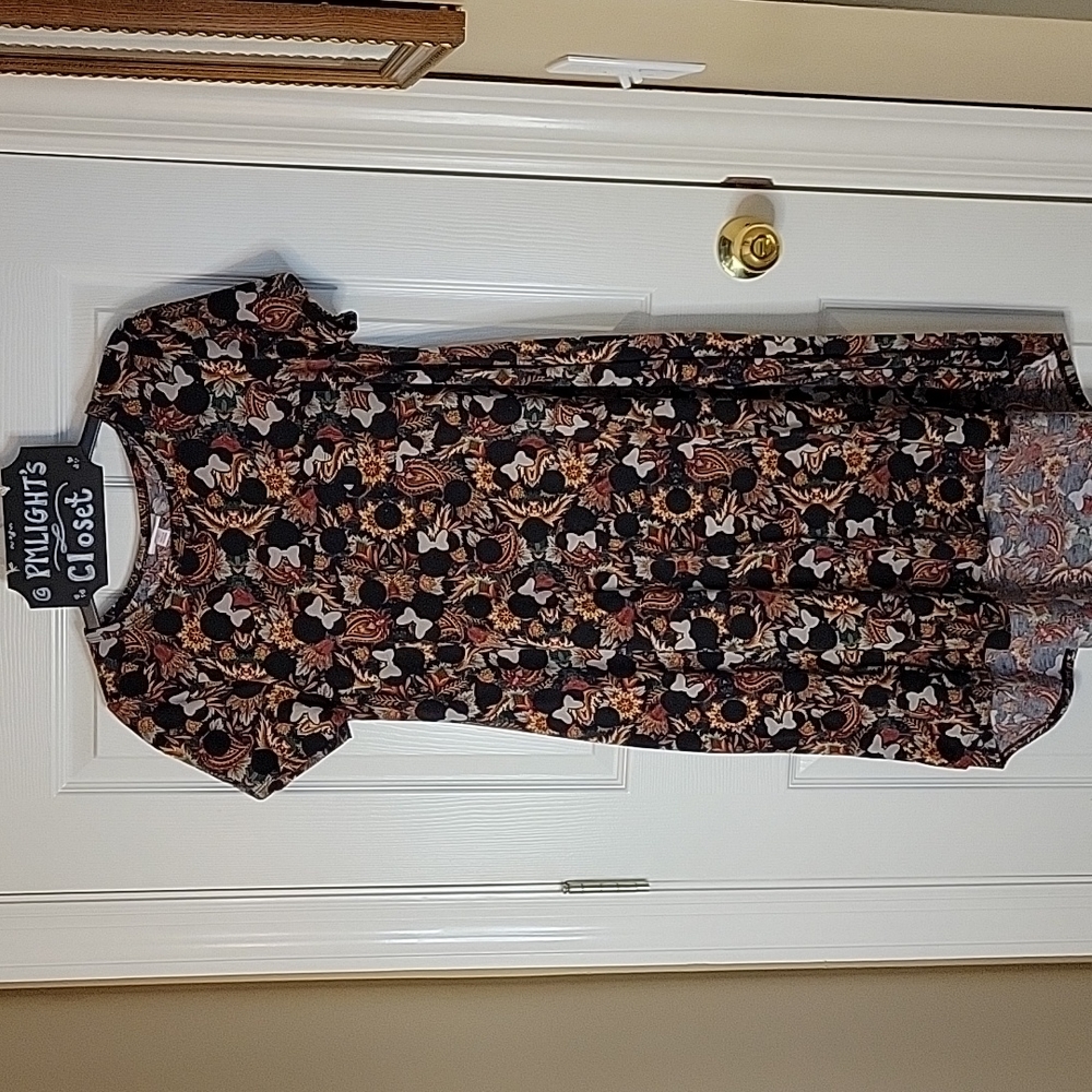 LuLaRoe Disney Minnie Carly Tunic Dress Short Sleeve Floral Small